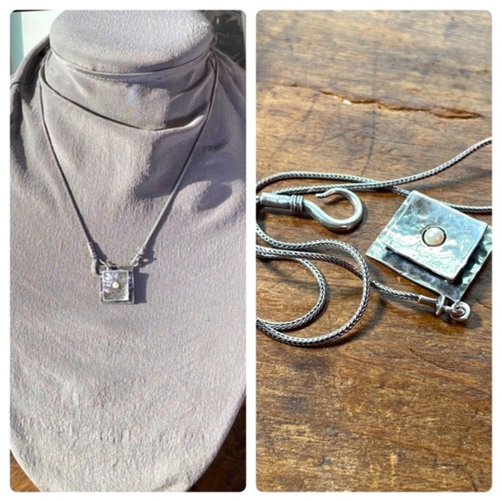 SILPADA x DIDAE Vintage Sterling & Pearl Brutalist / Modernist Hook Clasp - Picture 5 of 16